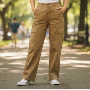 Altar’d State High Rise Cargo Pants 100% Cotton Tan Pants